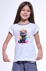 Piżama Cornette Young Girl 246/109 Black Cat kr/r 134-164