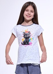 Piżama Cornette Young Girl 246/109 Black Cat kr/r 134-164