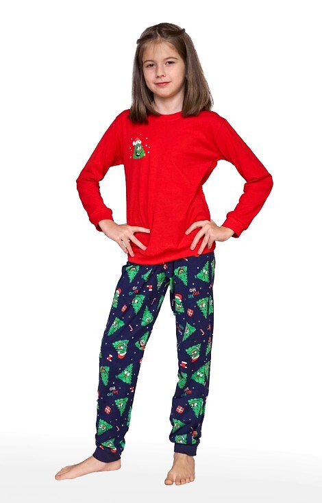 Piżama Cornette Young Girl 592/182 Christmas Tree dł/r 134-164